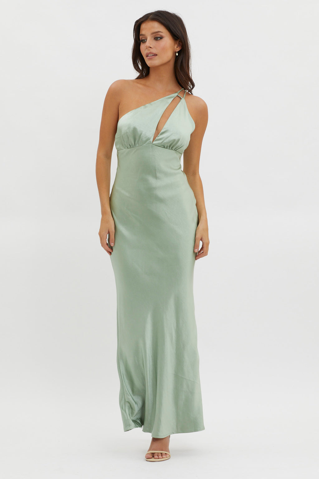 Think Of Me One-Shoulder Satin Dress Mint by Selfie Leslie Australia