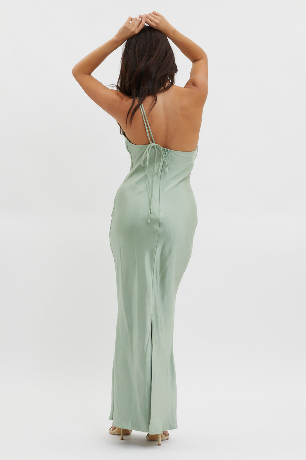 Think Of Me One-Shoulder Satin Dress Mint by Selfie Leslie Australia