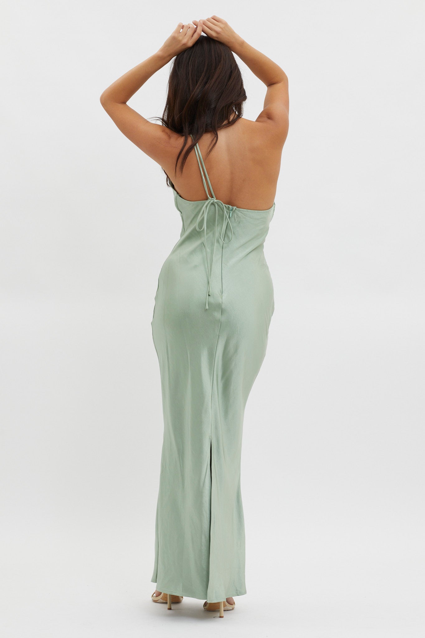 Think Of Me One-Shoulder Satin Dress Mint by Selfie Leslie Australia