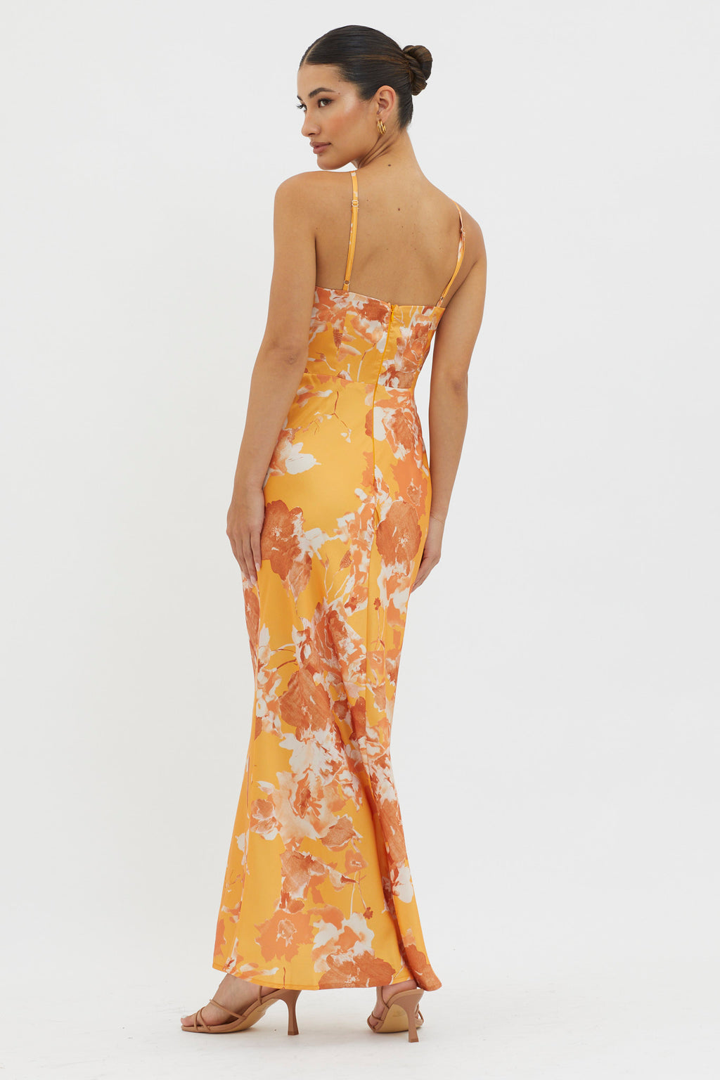 Carter Foldover Neckline Maxi Dress Orange Yellow by Selfie Leslie Australia