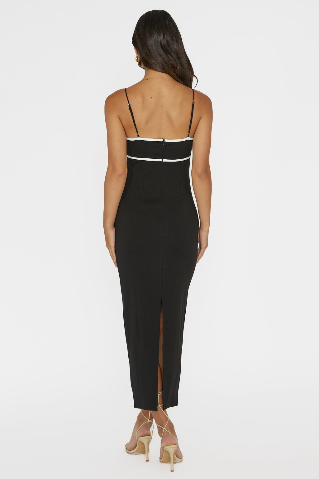 Justyna Contrast Piping Trim Midi Dress Black by Selfie Leslie Australia