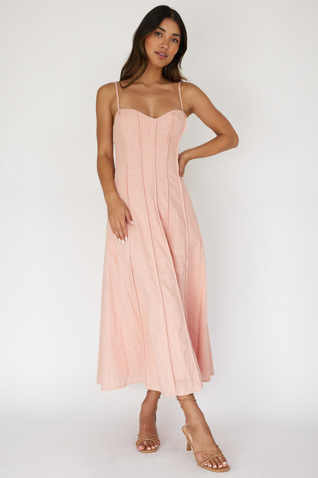 Vacay Pintuck Pleat Midi Dress Pink by Selfie Leslie Australia