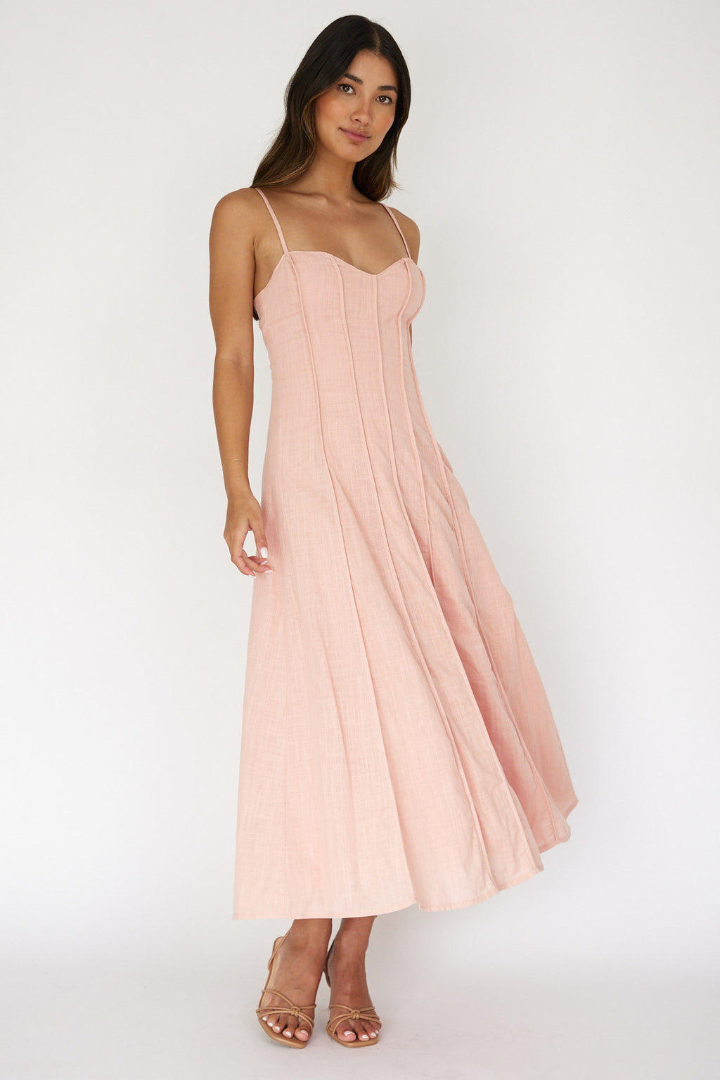 Vacay Pintuck Pleat Midi Dress Pink by Selfie Leslie Australia