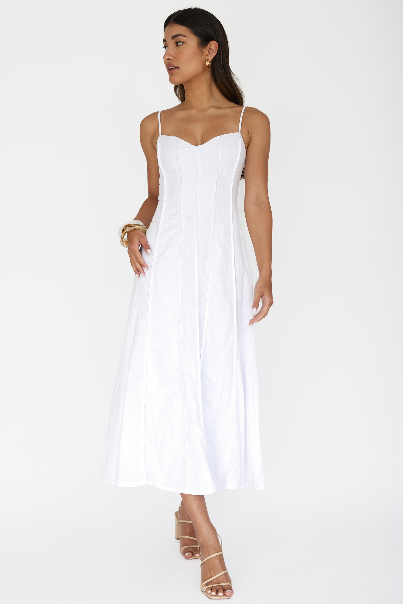 Vacay Pintuck Pleat Midi Dress White by Selfie Leslie Australia