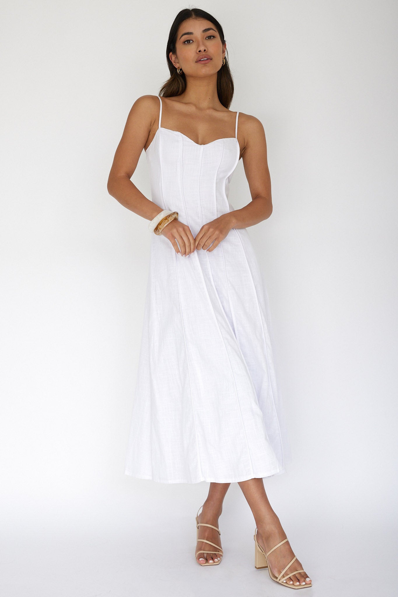 Vacay Pintuck Pleat Midi Dress White by Selfie Leslie Australia