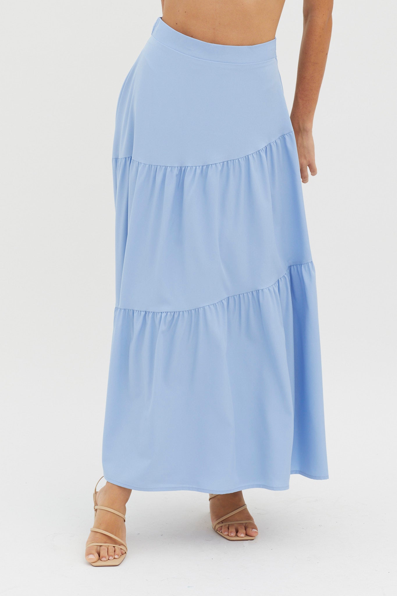 Bondi Waist Tie Maxi Skirt Blue by Selfie Leslie Australia