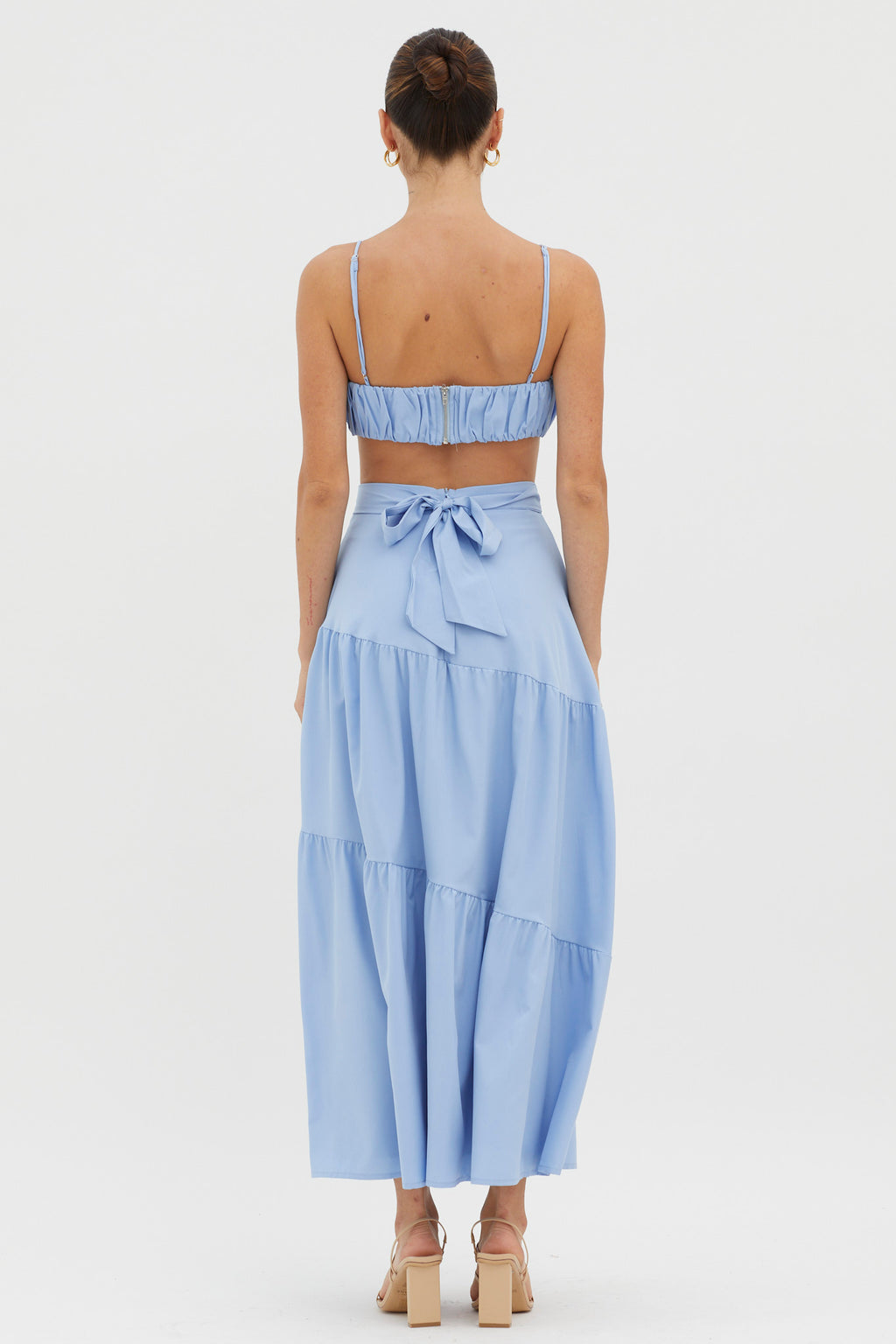 Bondi Waist Tie Maxi Skirt Blue by Selfie Leslie Australia