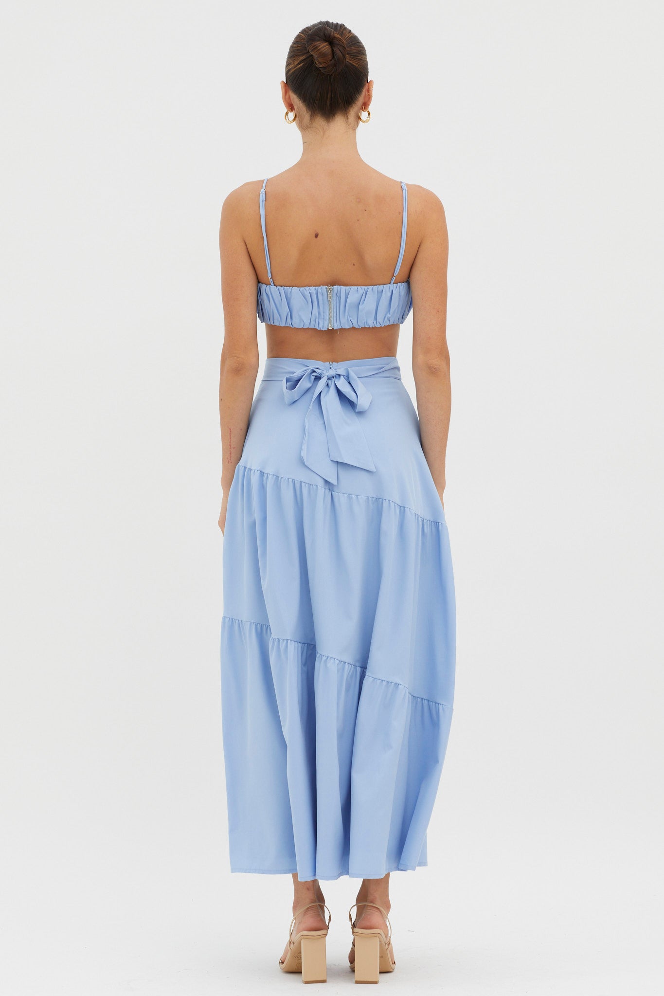 Bondi Waist Tie Maxi Skirt Blue by Selfie Leslie Australia