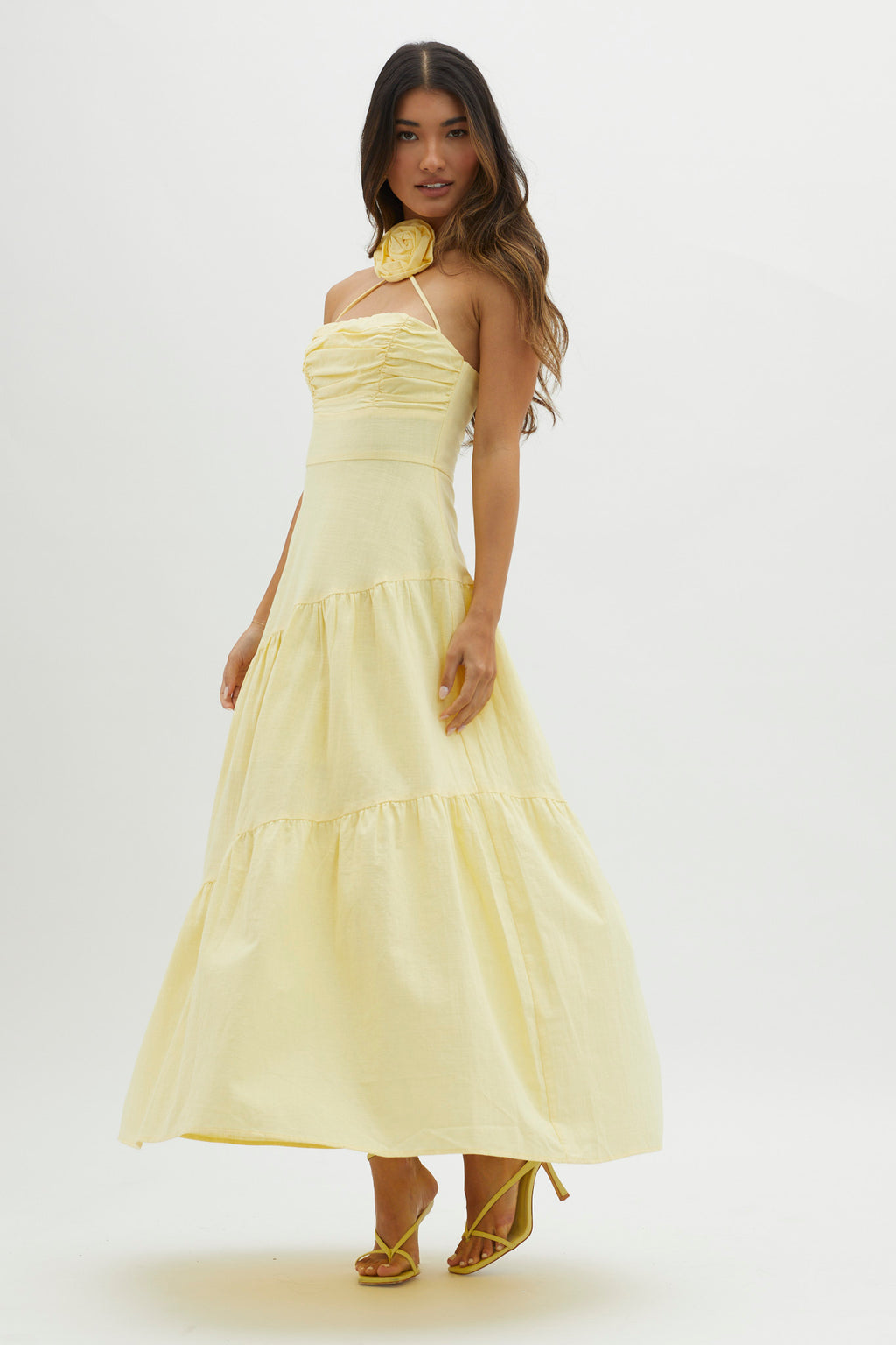 Bondi Rose Decoration Maxi Dress Lemon by Selfie Leslie Australia