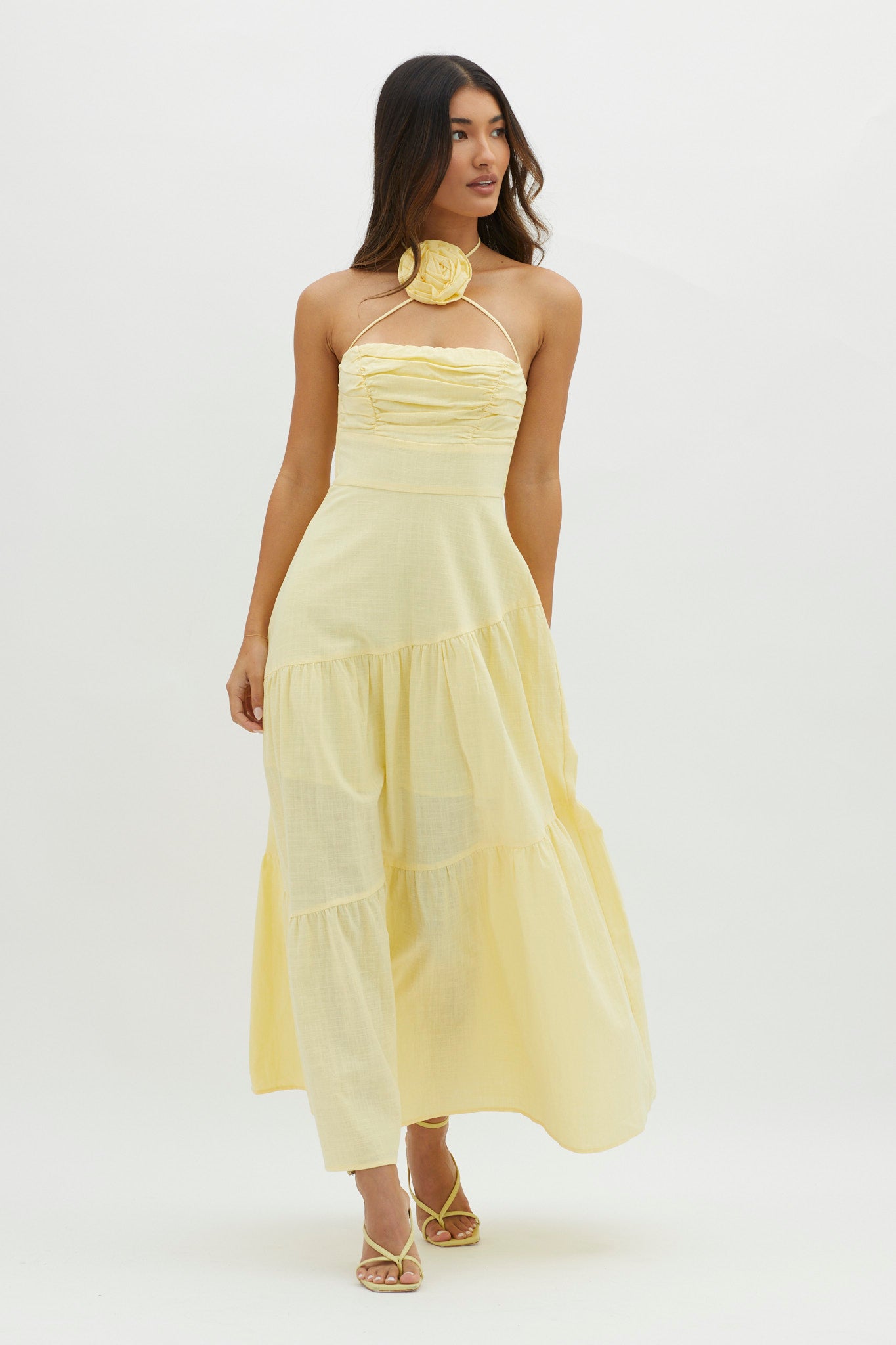 Bondi Rose Decoration Maxi Dress Lemon by Selfie Leslie Australia