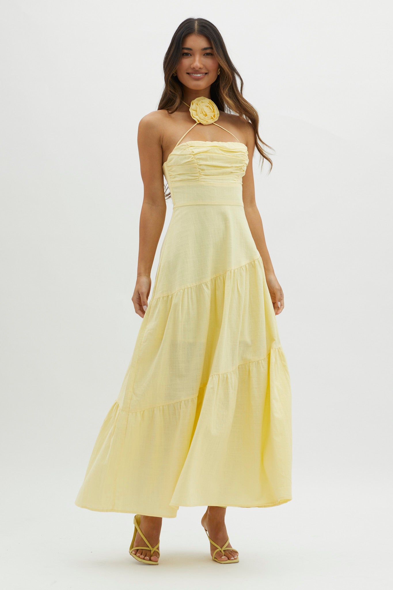 Bondi Rose Decoration Maxi Dress Lemon by Selfie Leslie Australia
