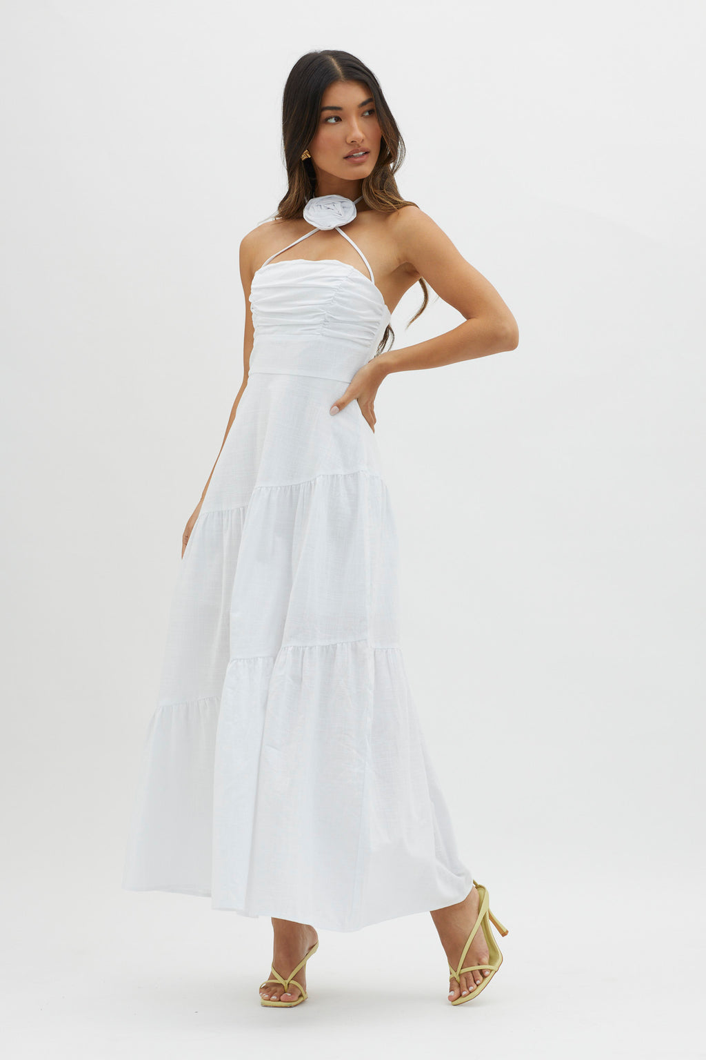 Bondi Rose Decoration Maxi Dress White by Selfie Leslie Australia