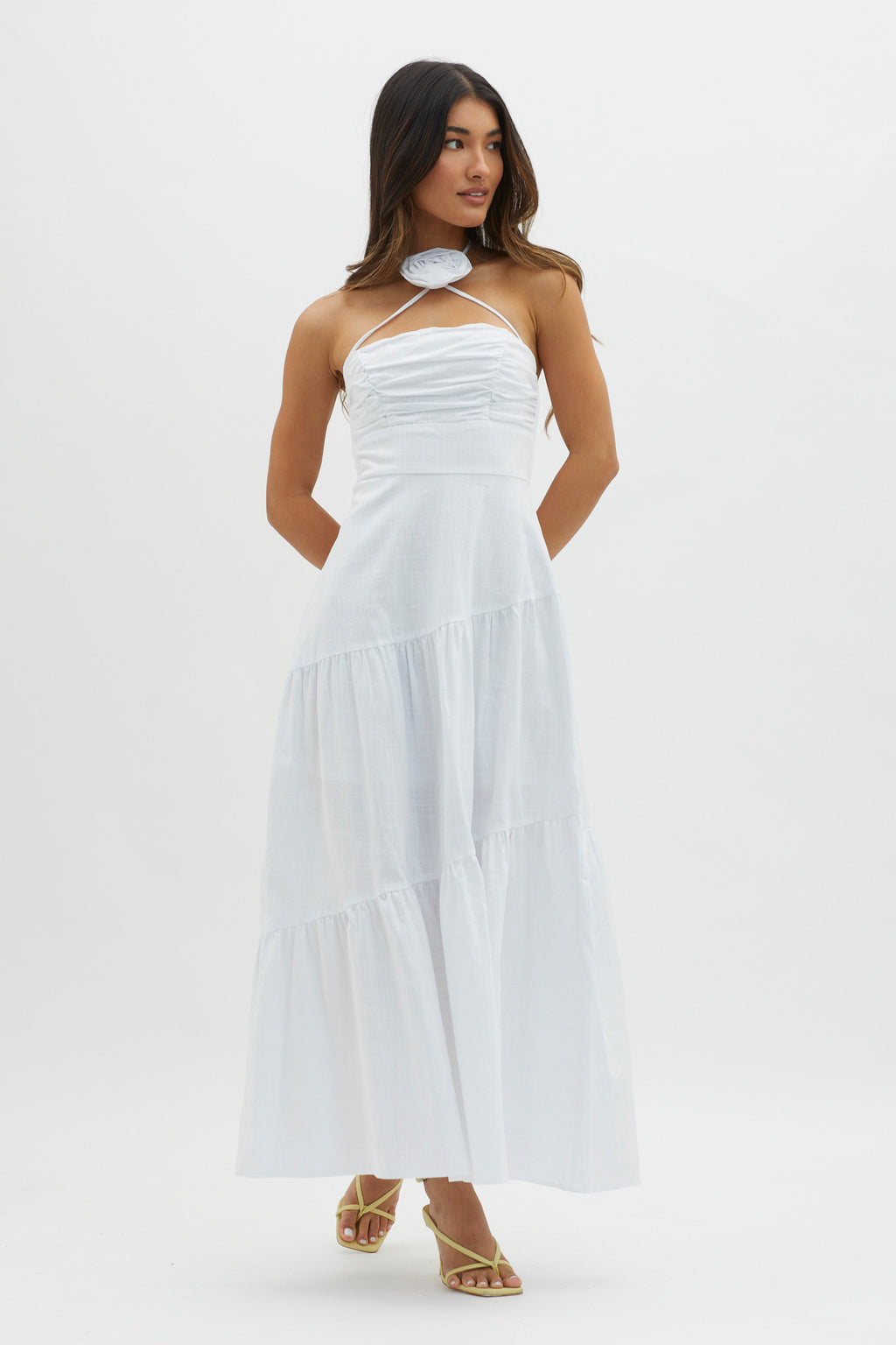Bondi Rose Decoration Maxi Dress White by Selfie Leslie Australia