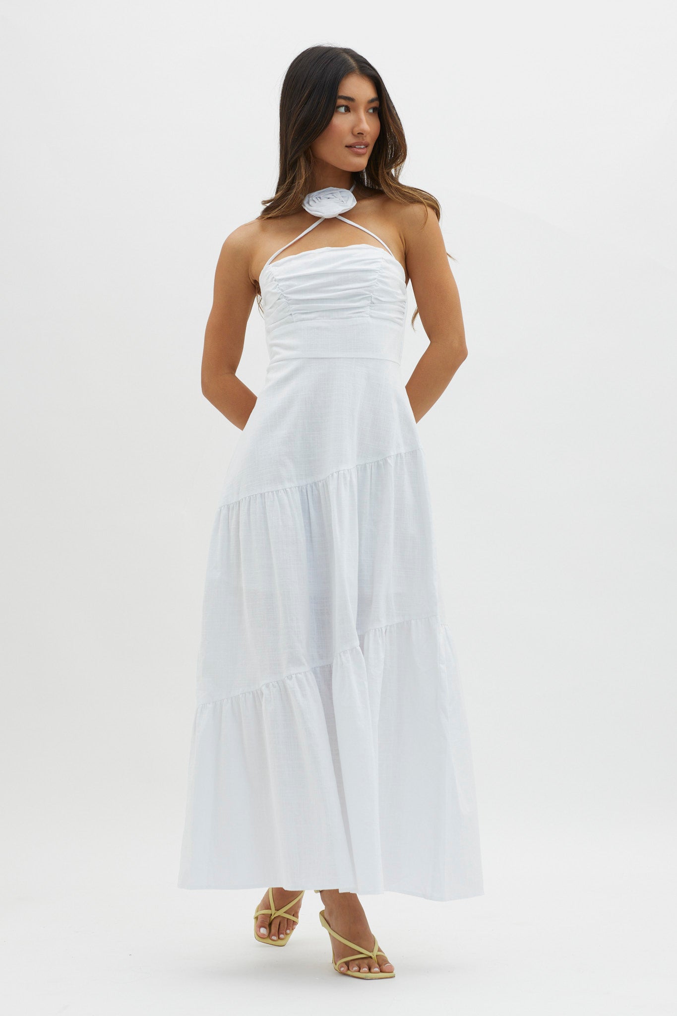 Bondi Rose Decoration Maxi Dress White by Selfie Leslie Australia