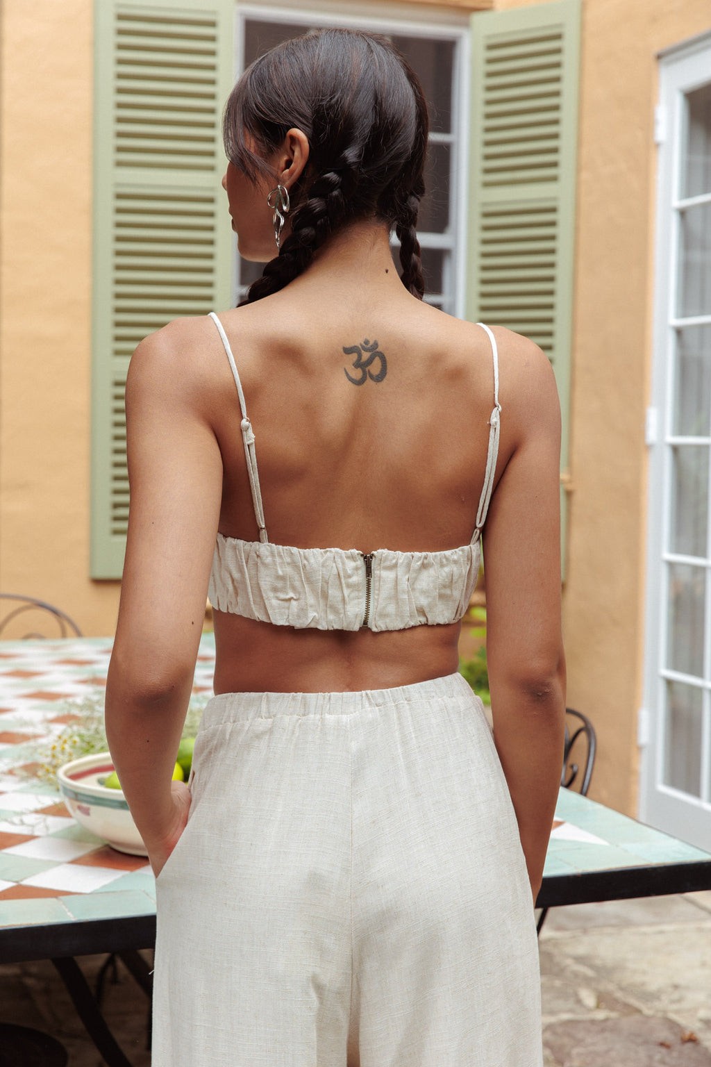 Bondi Gathered Crop Top Oat by Selfie Leslie Australia