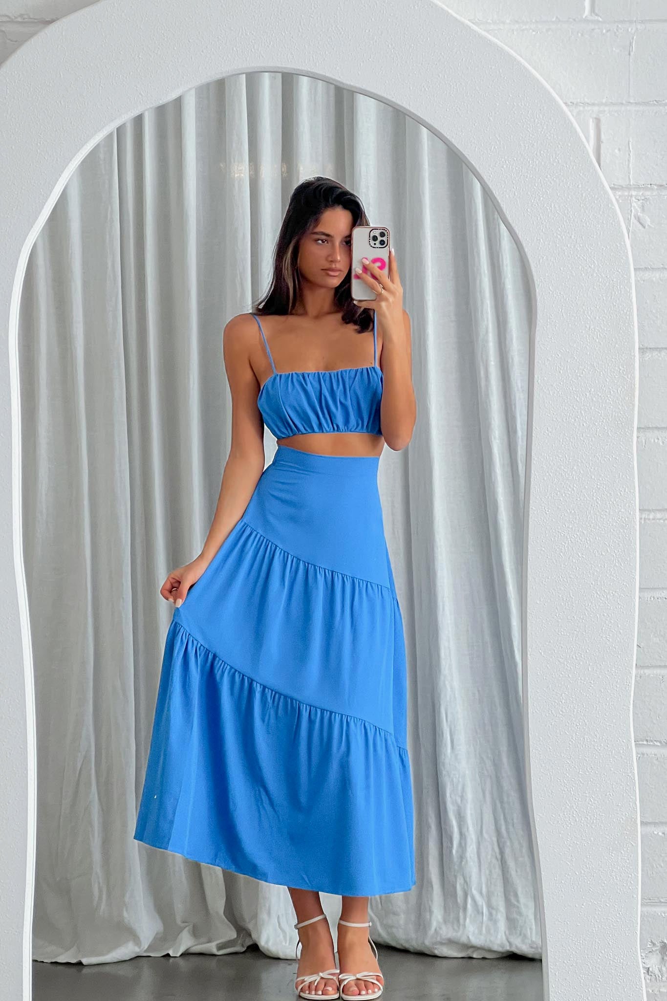 Bondi Waist Tie Maxi Skirt Sapphire by Selfie Leslie Australia