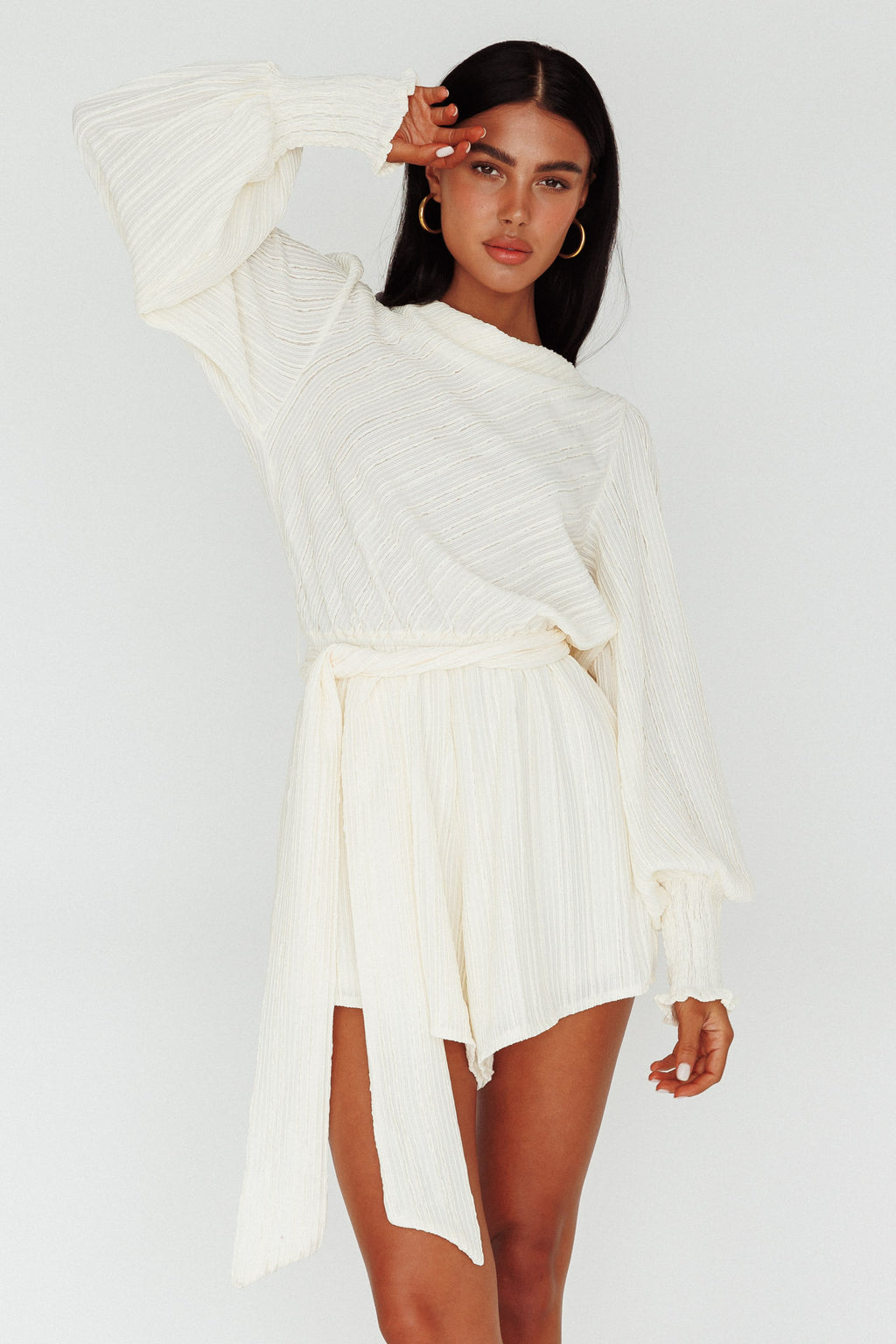 Summer Lover Long Sleeve Romper Cream by Selfie Leslie Australia