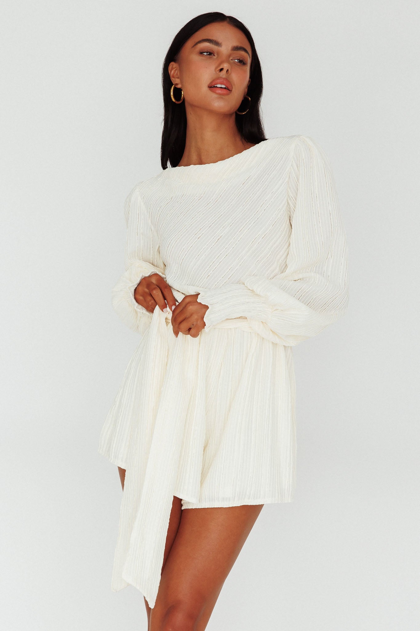 Summer Lover Long Sleeve Romper Cream by Selfie Leslie Australia