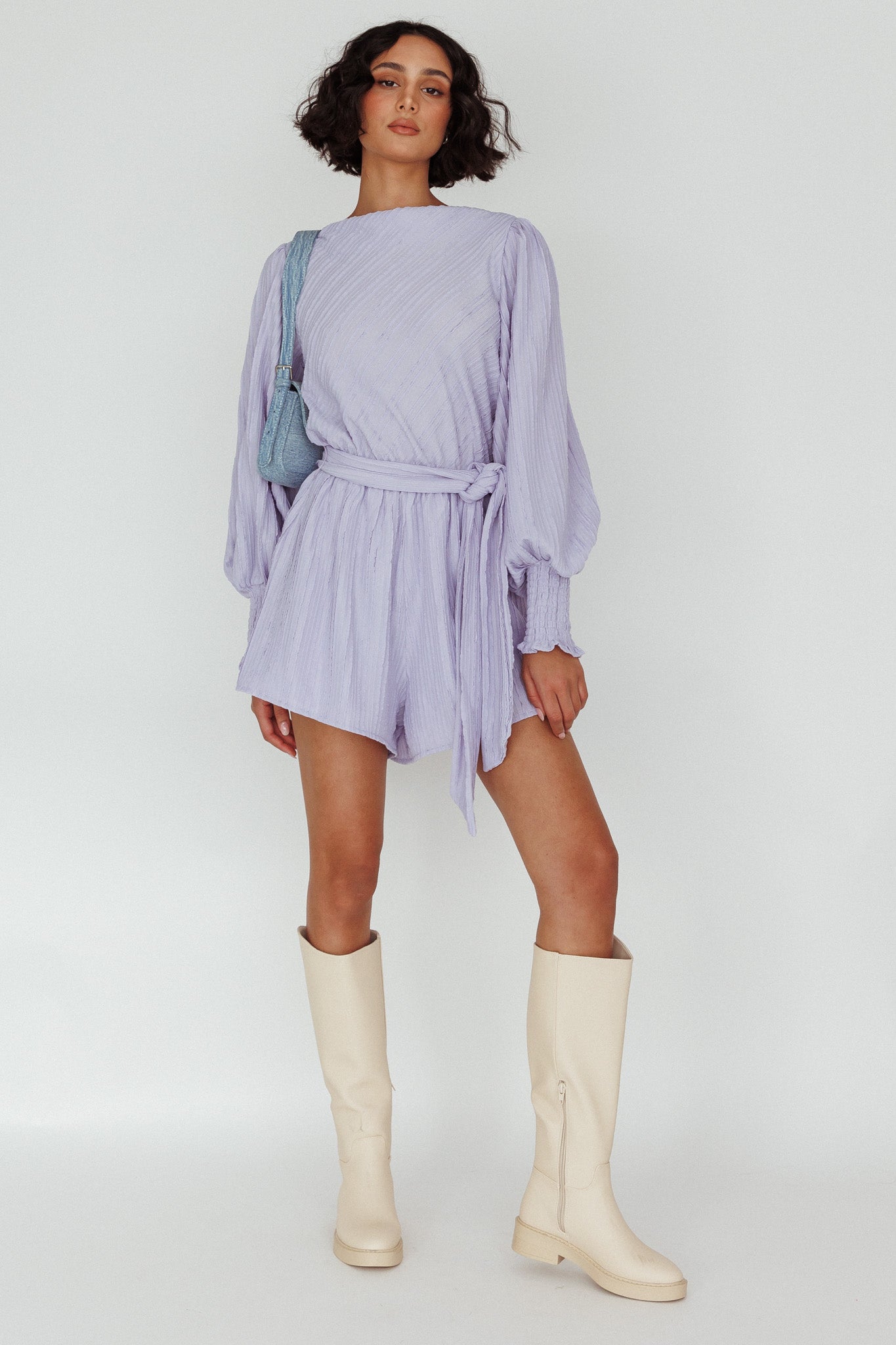 Summer Lover Long Sleeve Romper Lilac by Selfie Leslie Australia
