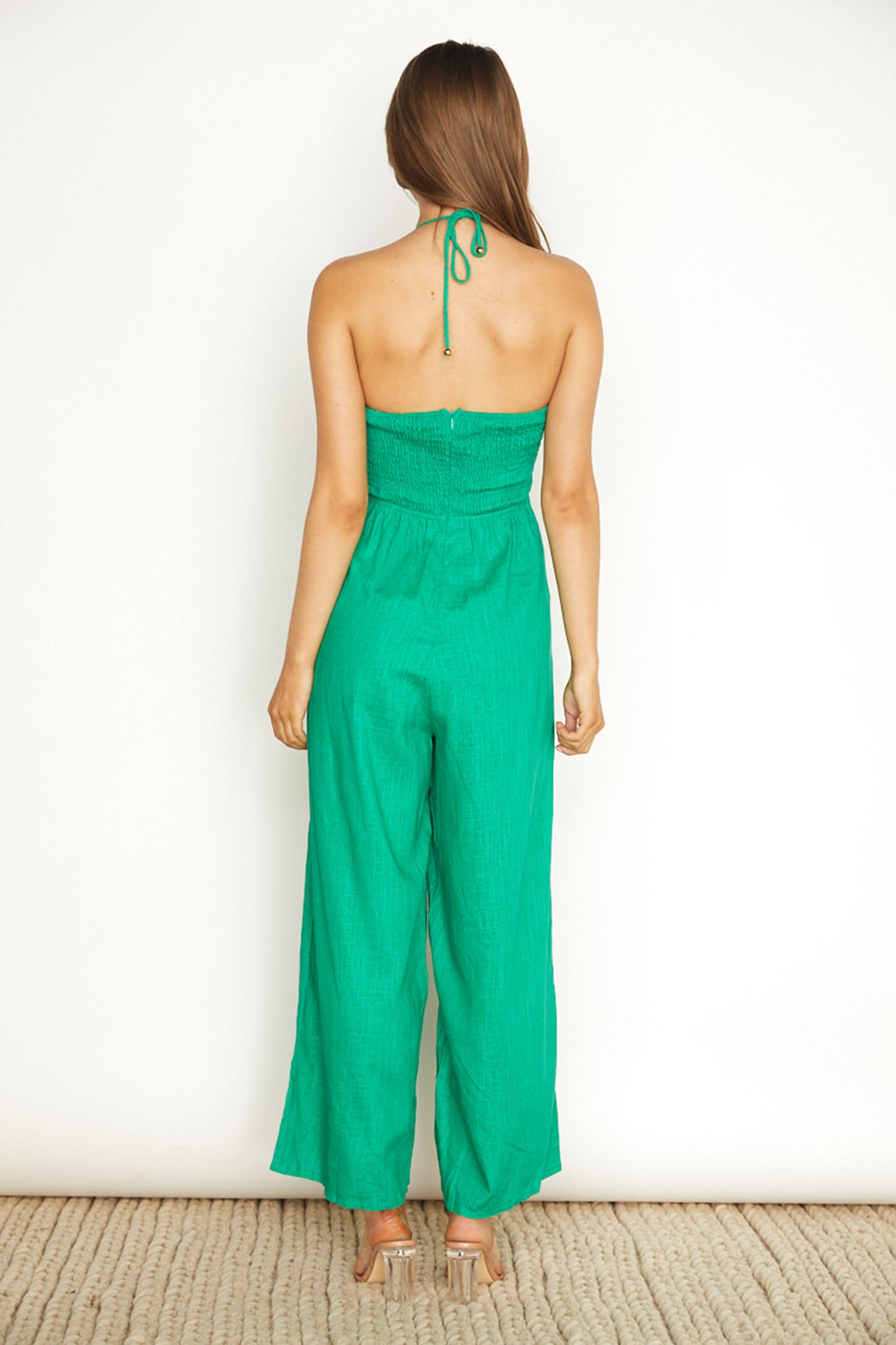 Maravilhosa Keyhole Halter Jumpsuit Green by Selfie Leslie Australia
