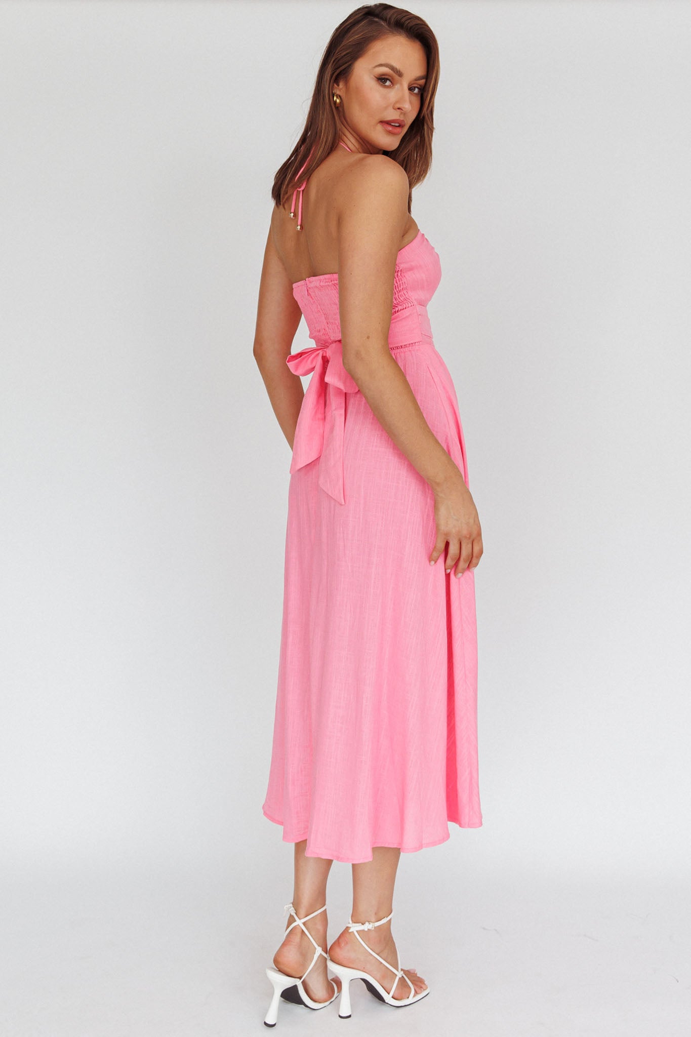 Maravilhosa Keyhole Halter Midi Dress Pink by Selfie Leslie Australia