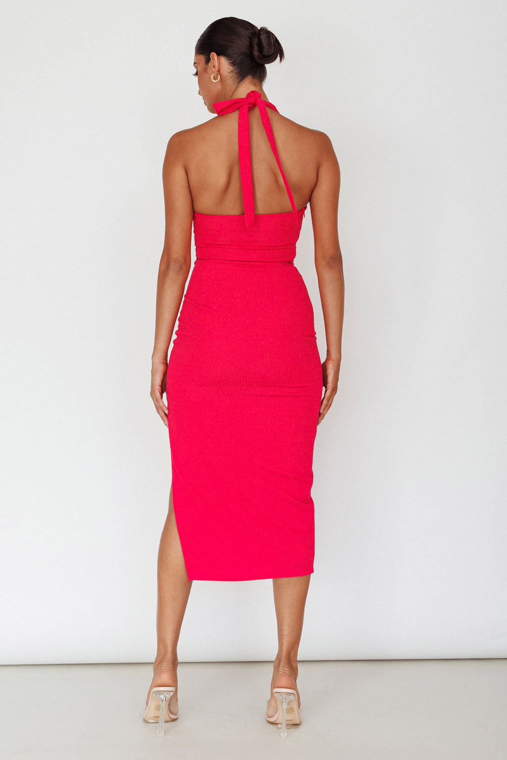 Crystal Skies Cut-Out Feature Midi Dress Fuchsia by Selfie Leslie Australia