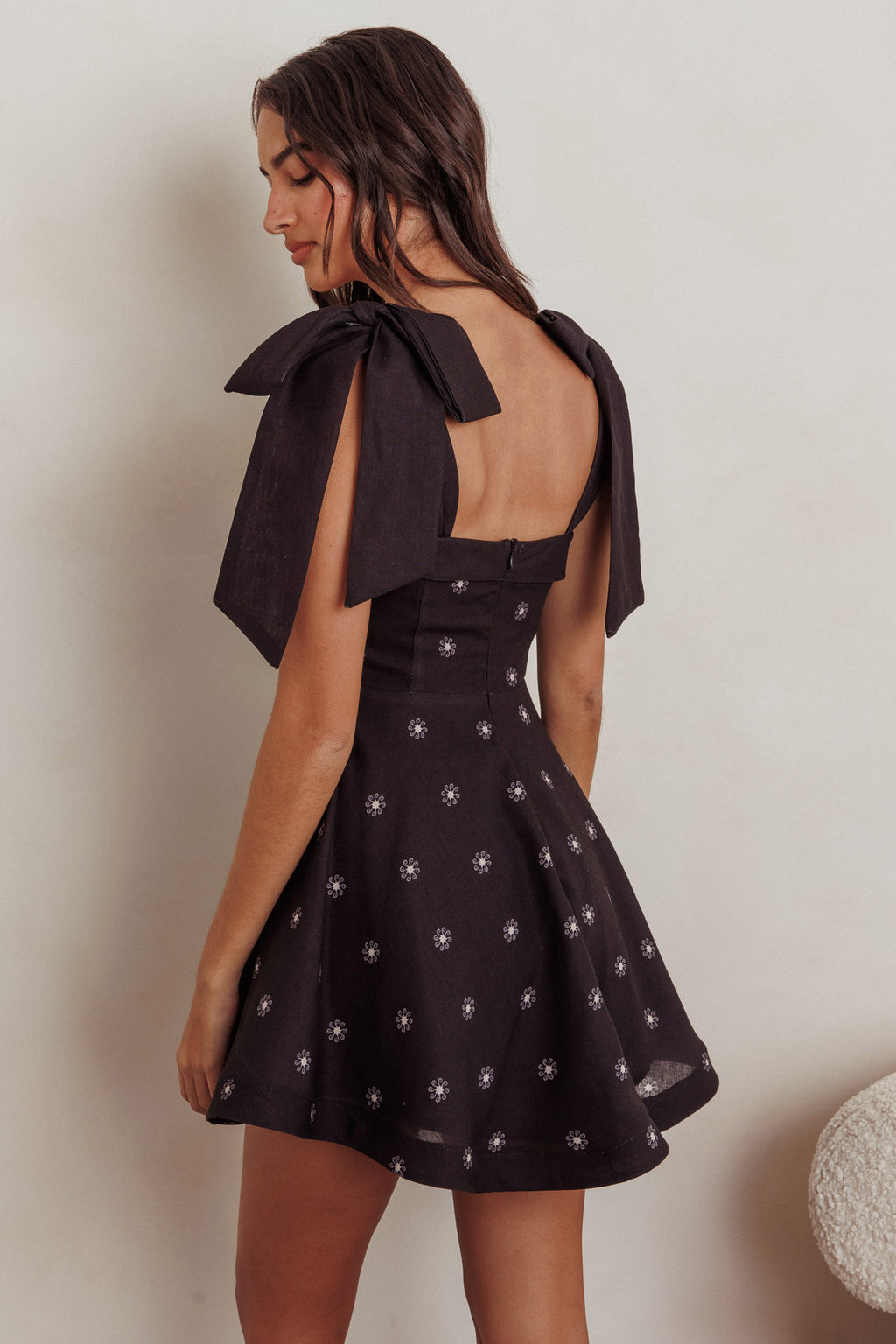 Jeanie Tied Shoulder Mini Dress Black by Selfie Leslie Australia