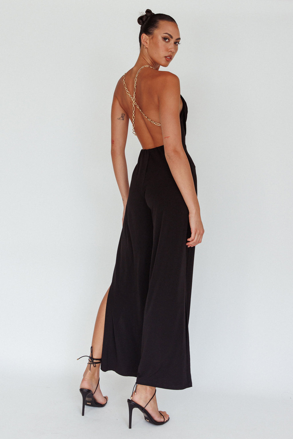 Emanuella Chain Strap Jumpsuit Black by Selfie Leslie Australia