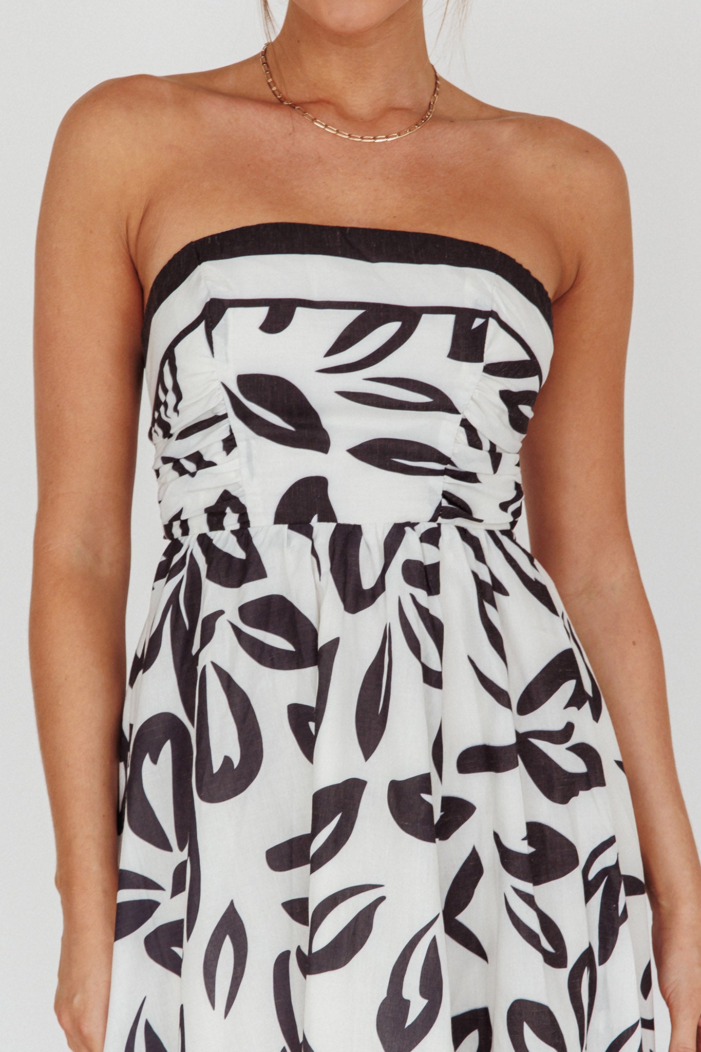 Randi Tie-Back Maxi Dress Leaf Print Beige by Selfie Leslie Australia