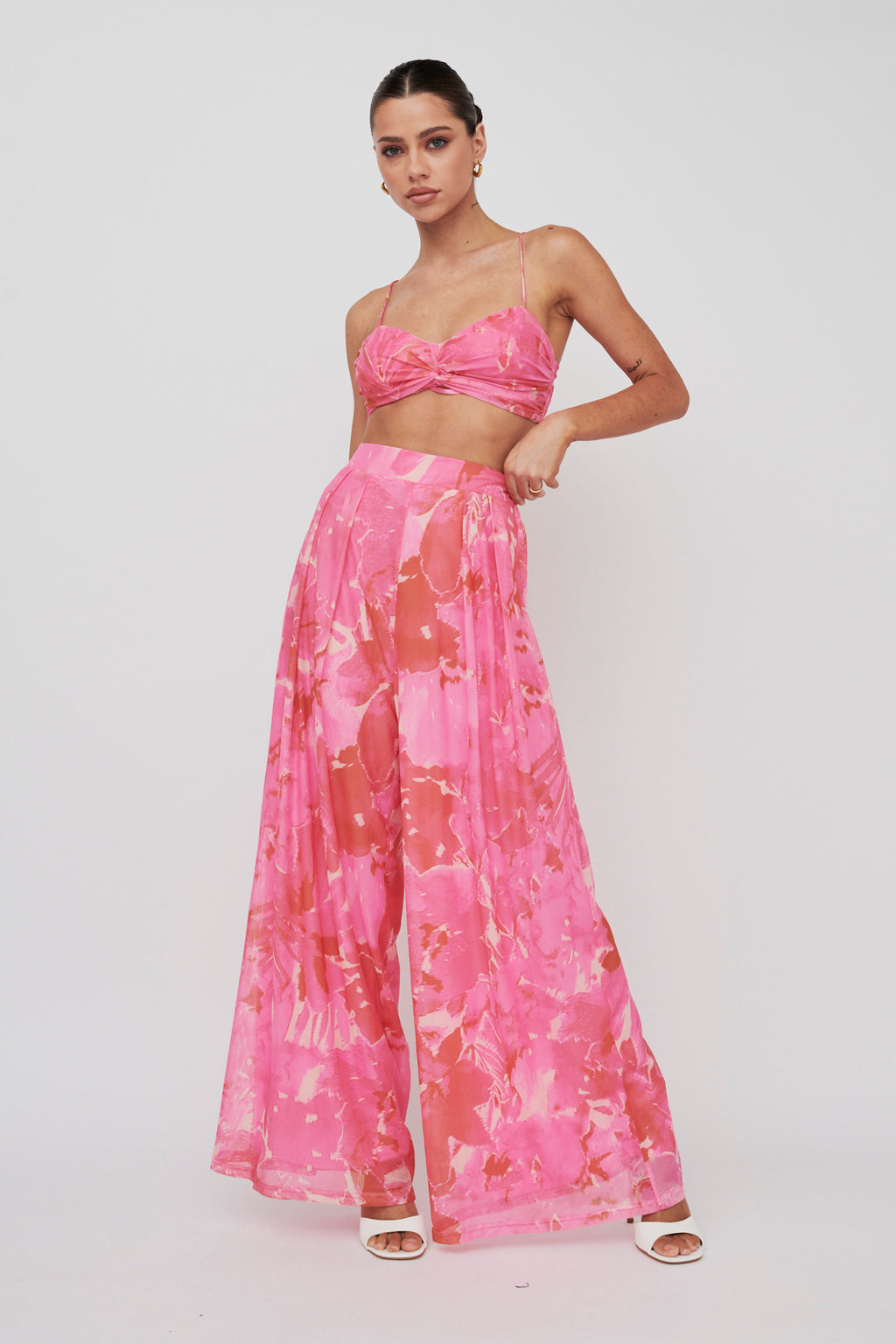 Tammi Wide Leg Pants Print Blush by Selfie Leslie Australia