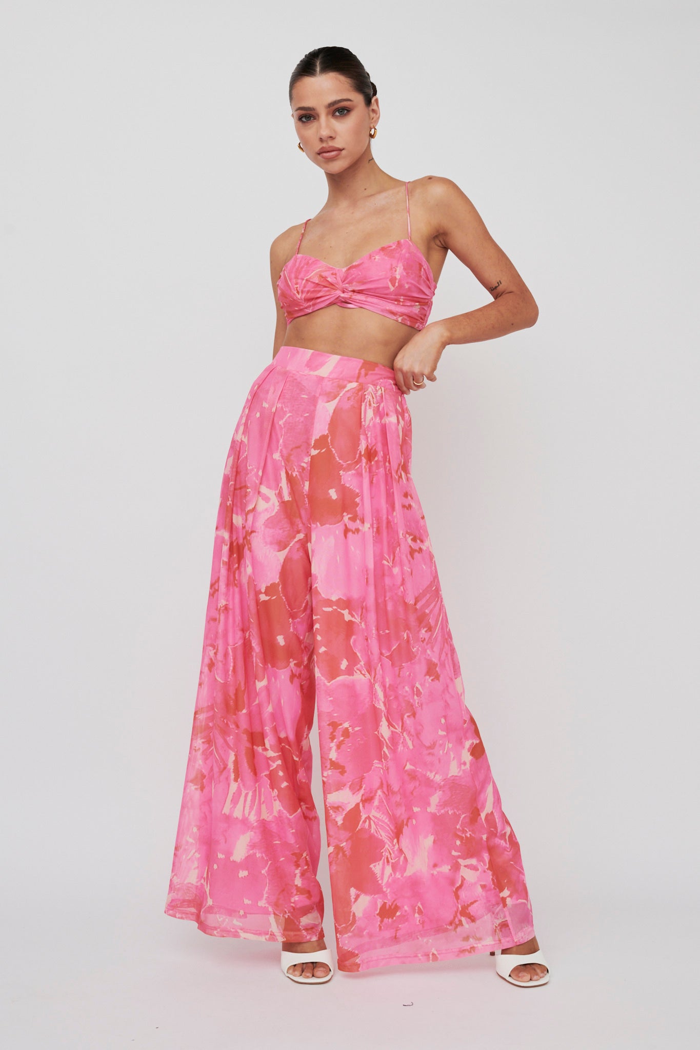 Tammi Wide Leg Pants Print Blush by Selfie Leslie Australia