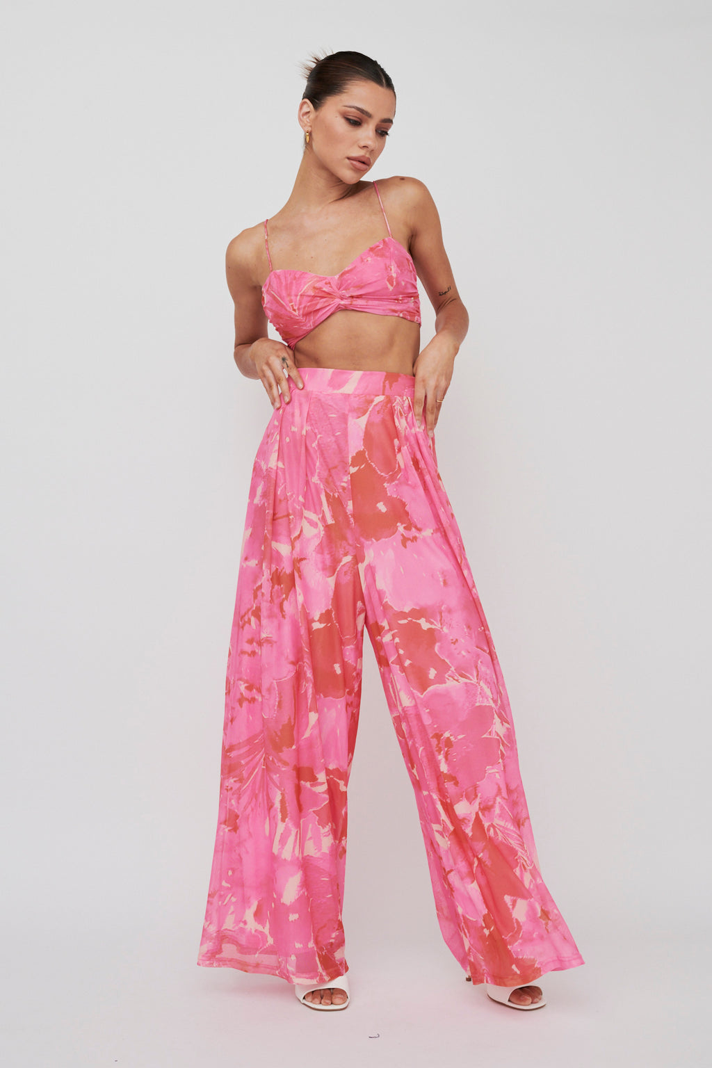 Tammi Wide Leg Pants Print Blush by Selfie Leslie Australia