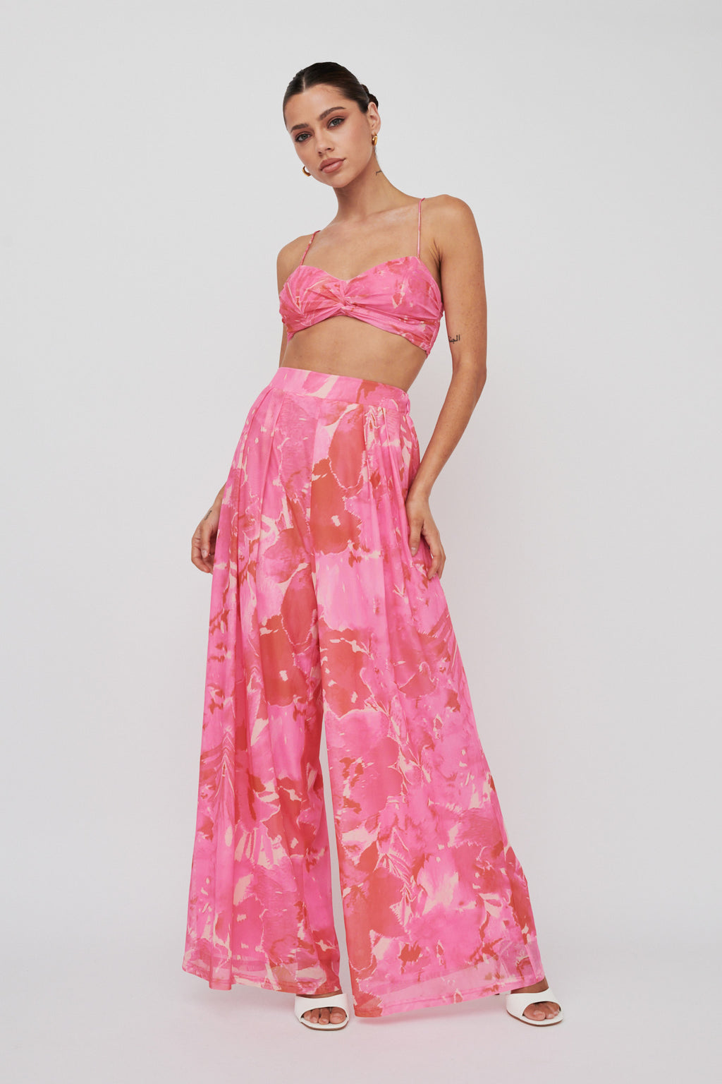 Tammi Wide Leg Pants Print Blush by Selfie Leslie Australia