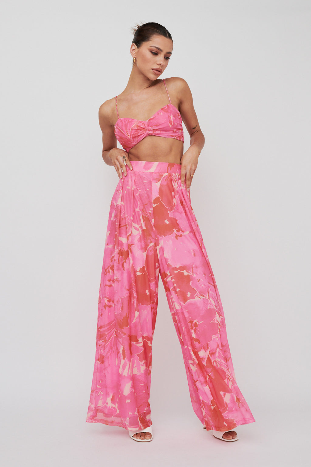 Tammi Wide Leg Pants Print Blush by Selfie Leslie Australia