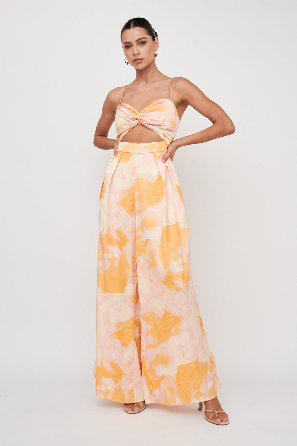 Tammi Cut-Out Waist Jumpsuit Abstract Yellow by Selfie Leslie Australia