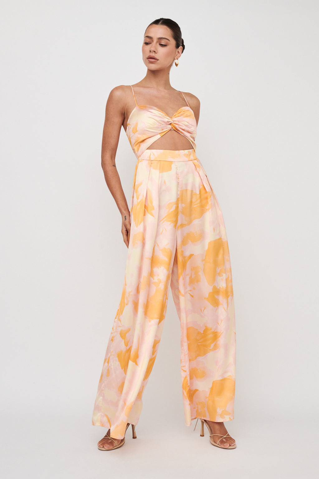 Tammi Cut-Out Waist Jumpsuit Abstract Yellow by Selfie Leslie Australia