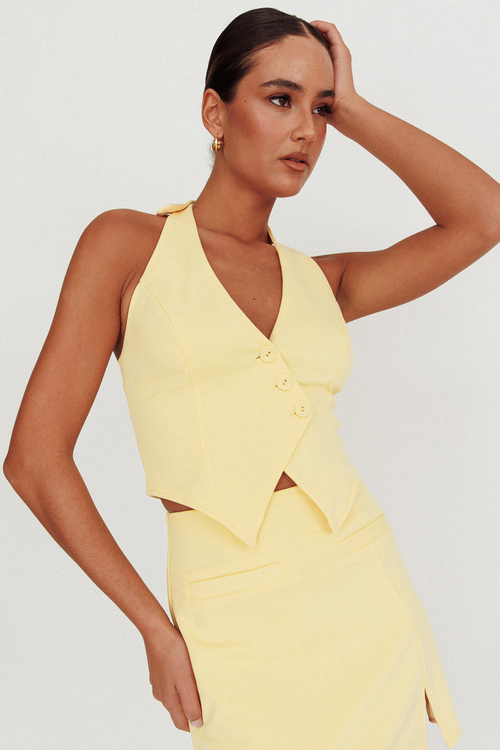 Tammi Halter Vest Top Lemon by Selfie Leslie Australia