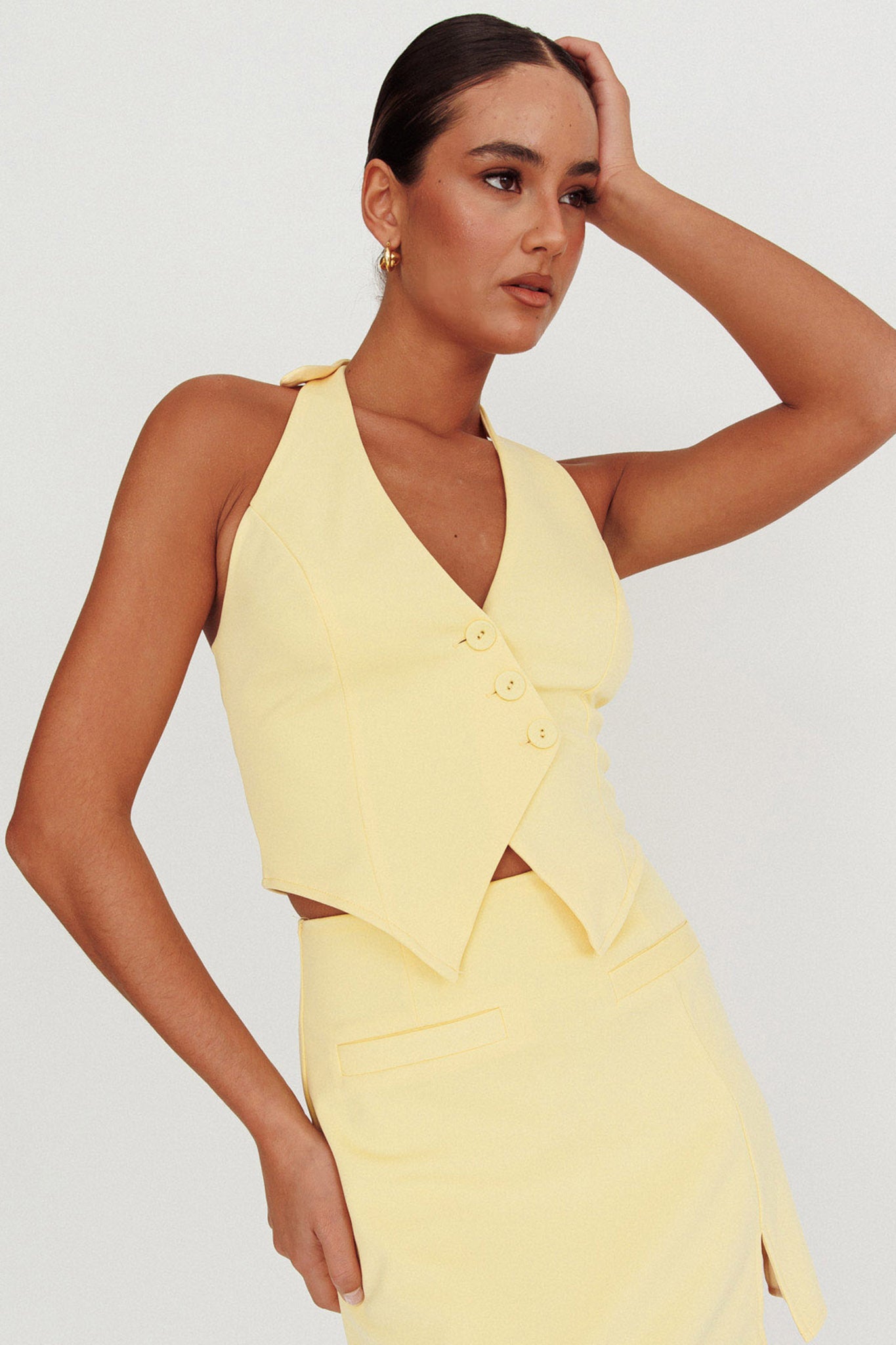 Tammi Halter Vest Top Lemon by Selfie Leslie Australia