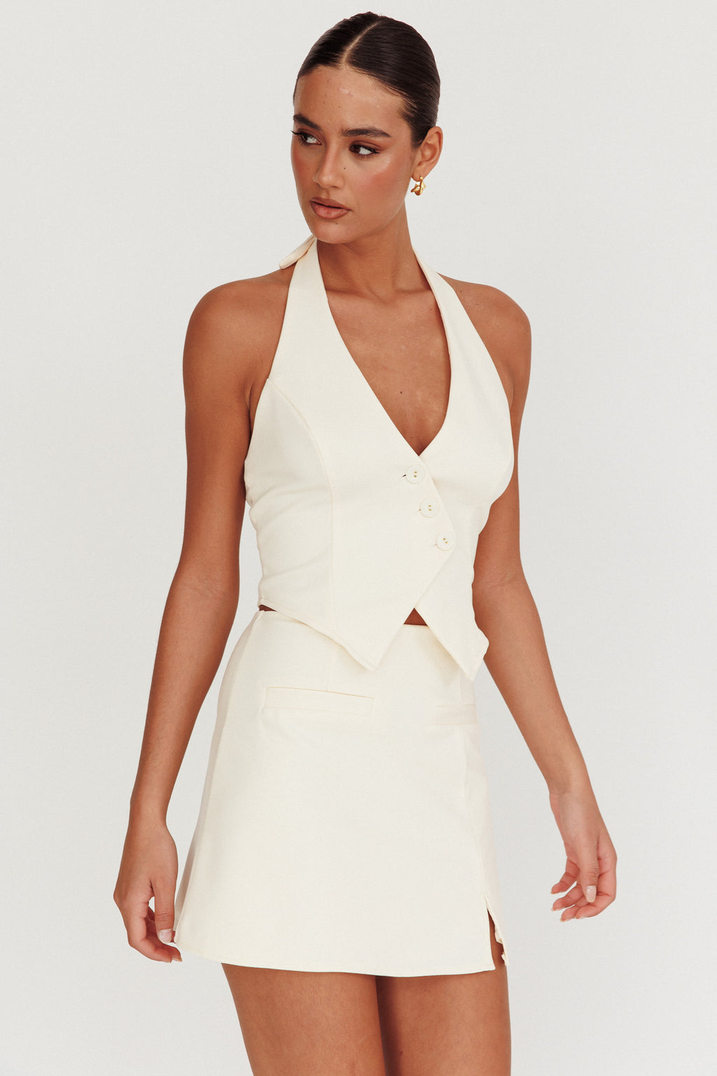 Tammi Halter Vest Top Oyster by Selfie Leslie Australia