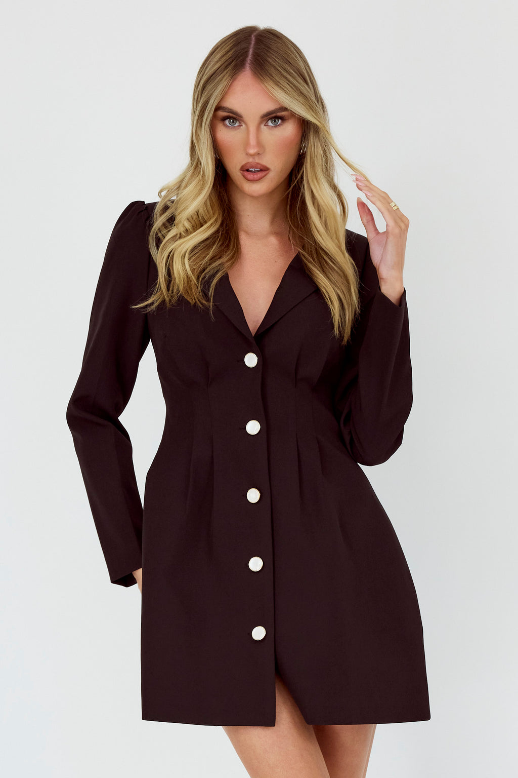Miracle Button Front Pintuck Mini Dress Black by Selfie Leslie Australia