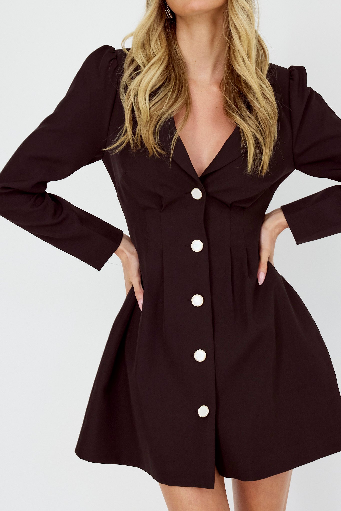 Miracle Button Front Pintuck Mini Dress Black by Selfie Leslie Australia