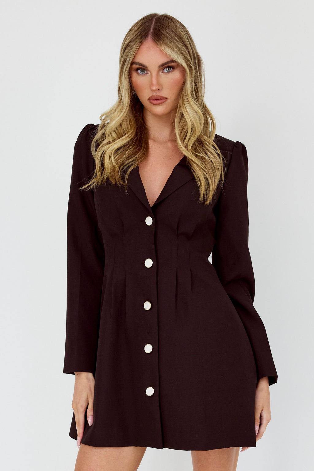 Miracle Button Front Pintuck Mini Dress Black by Selfie Leslie Australia
