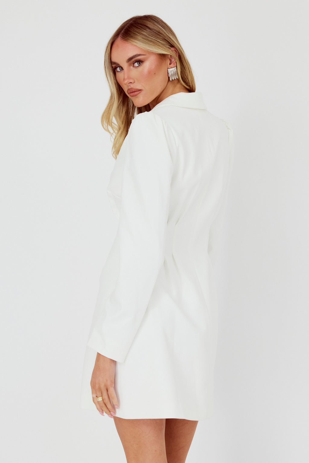Miracle Button Front Pintuck Mini Dress White by Selfie Leslie Australia