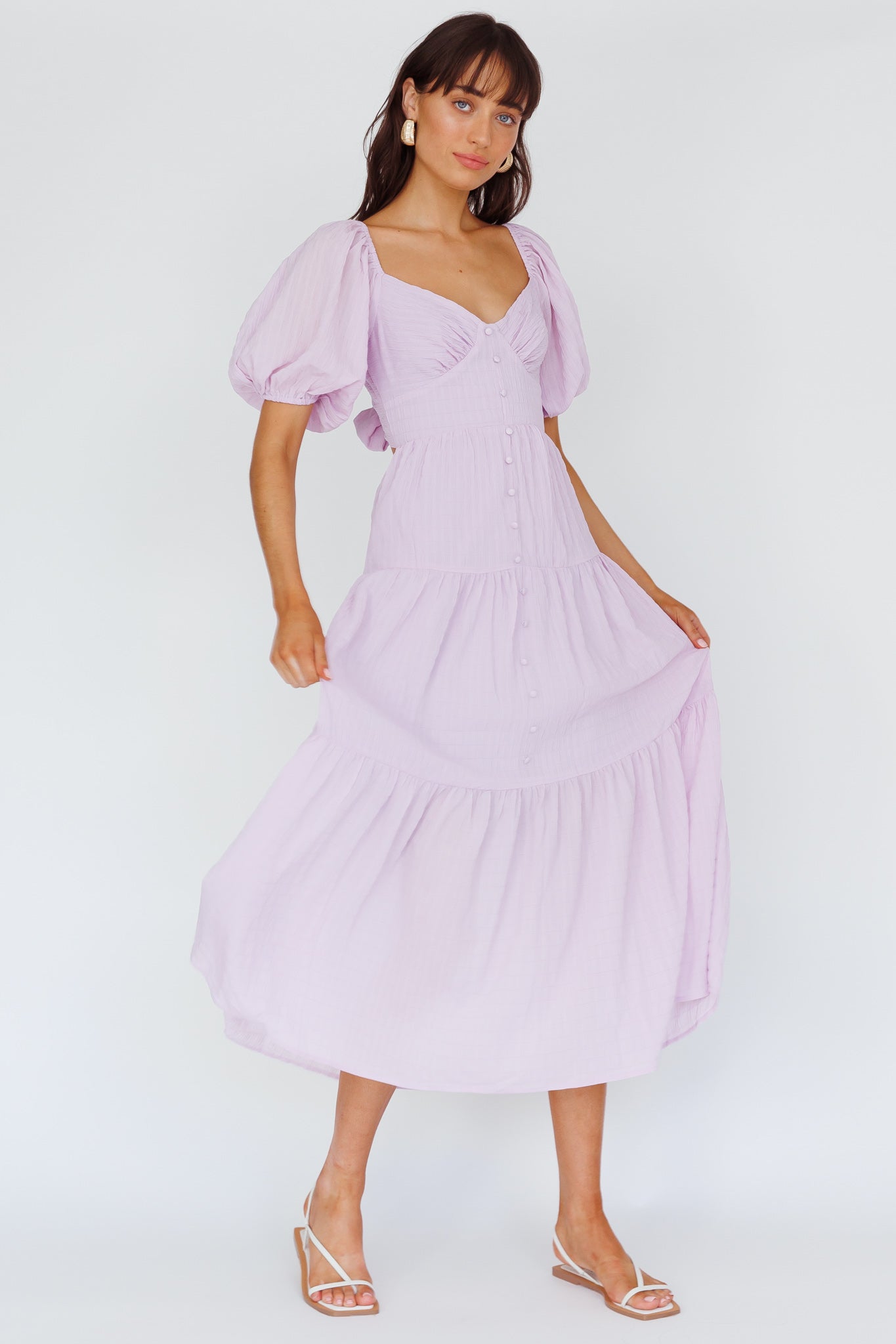 Royce Bow Back Midi Dress Lilac by Selfie Leslie Australia