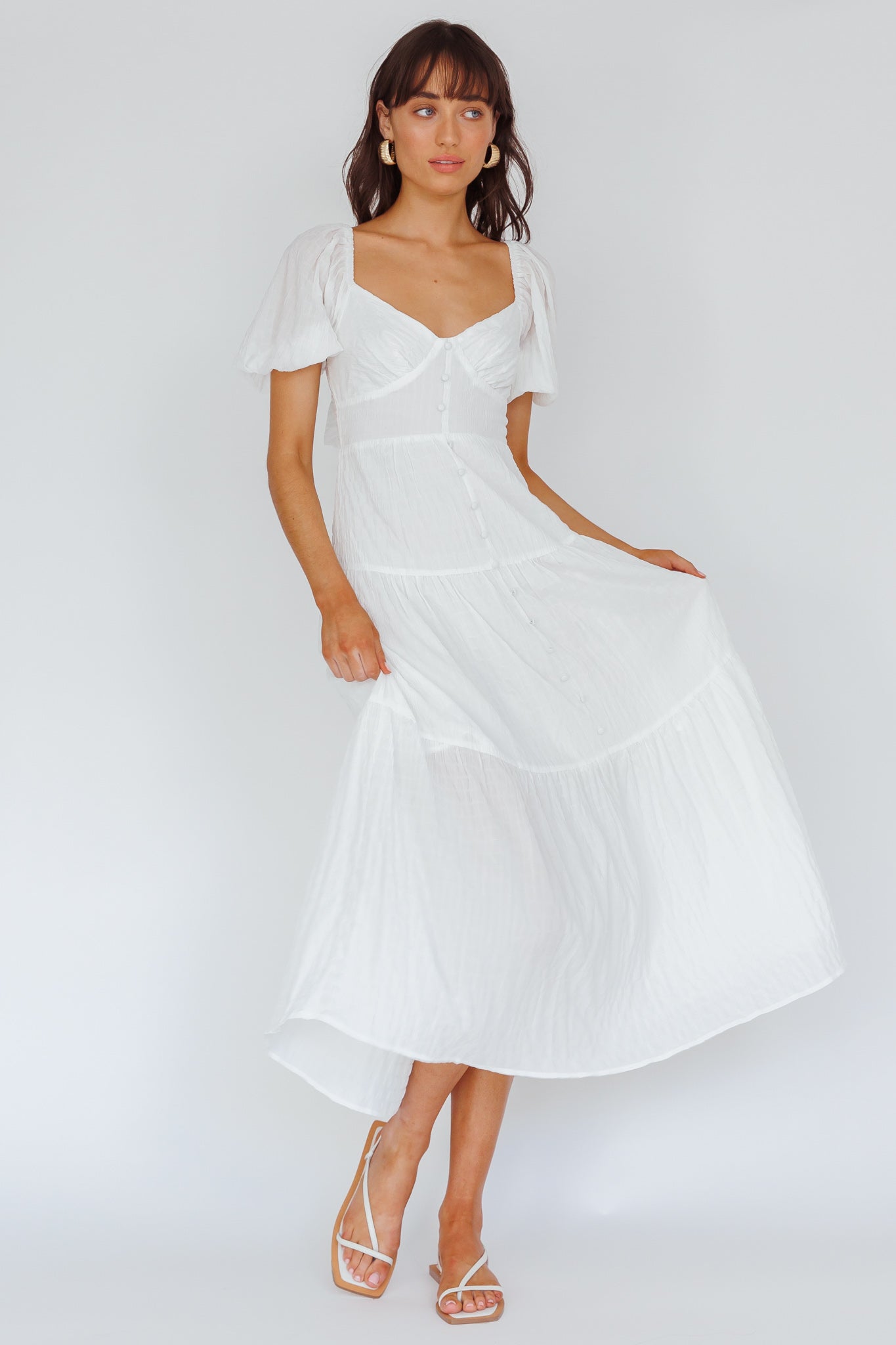Royce Bow Back Midi Dress White by Selfie Leslie Australia