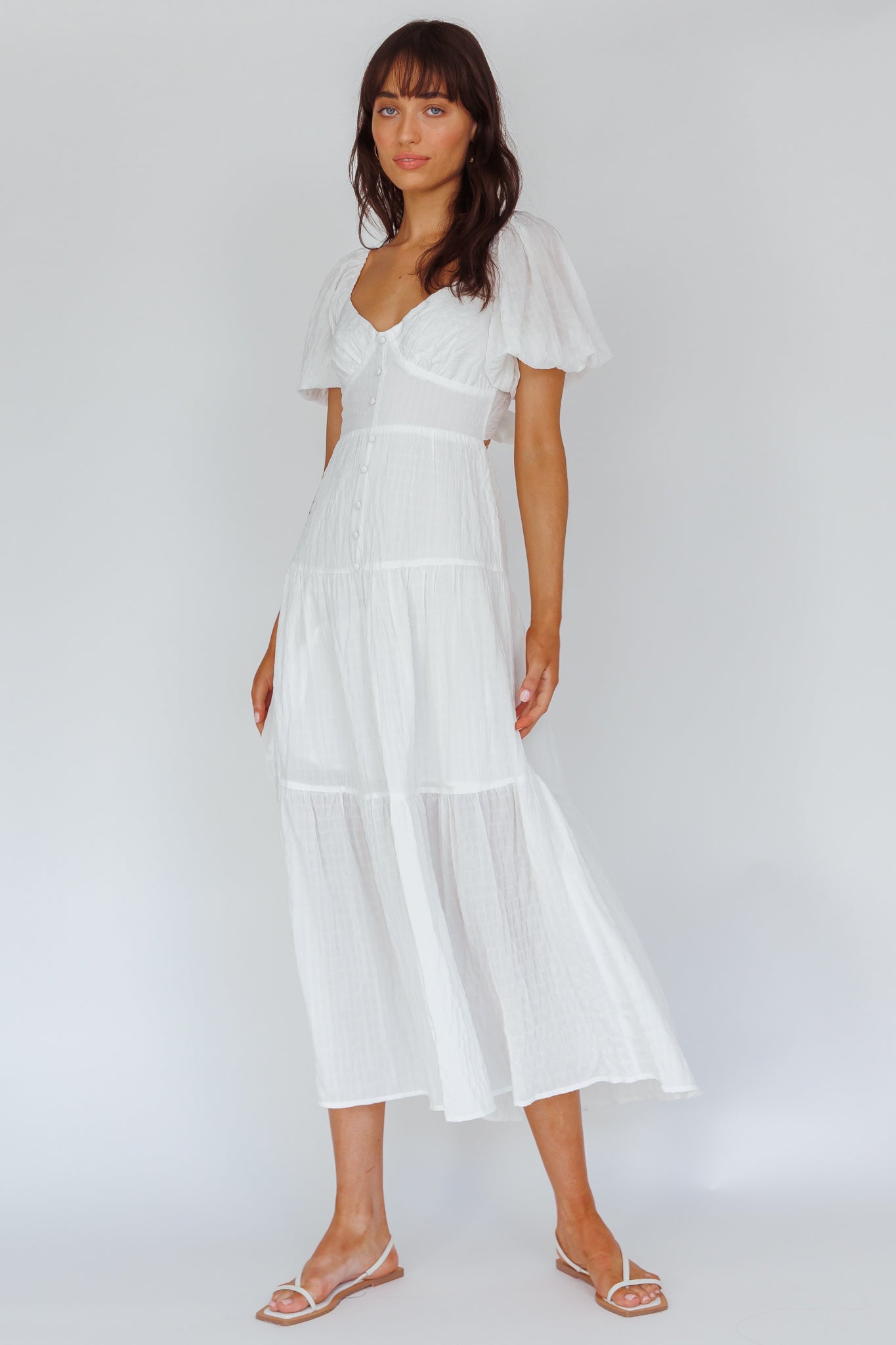 Royce Bow Back Midi Dress White by Selfie Leslie Australia