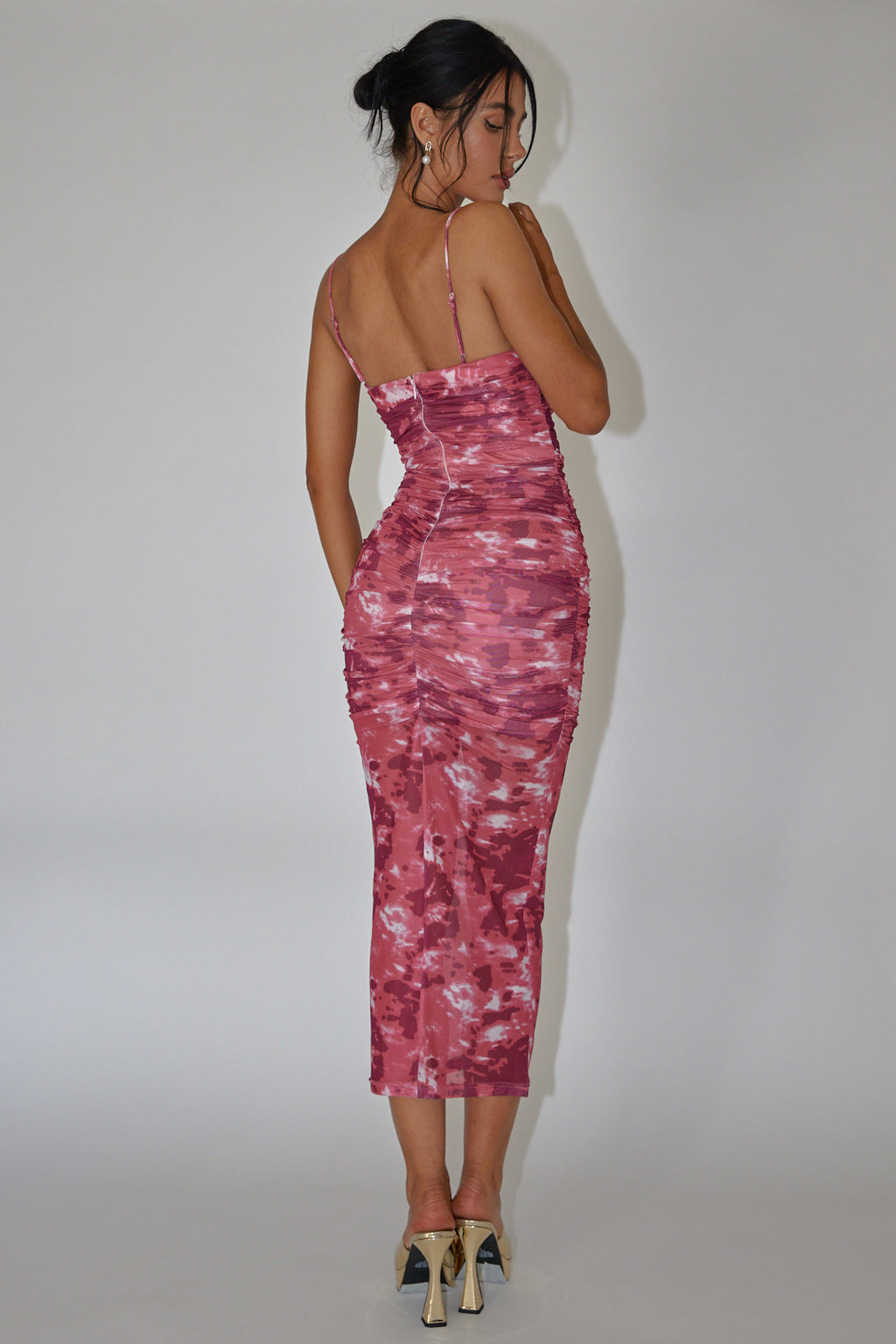 Logan Strapless Ruched Midi Dress Print Wine by Selfie Leslie Australia