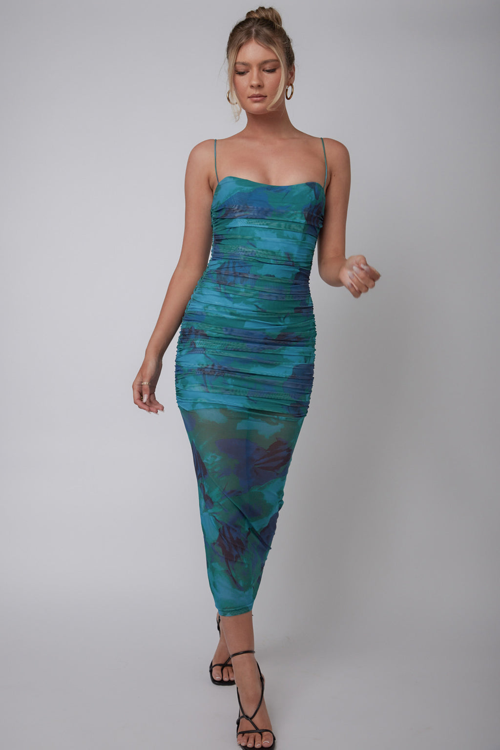 Logan Cami Strap Midi Dress Floral Green by Selfie Leslie Australia
