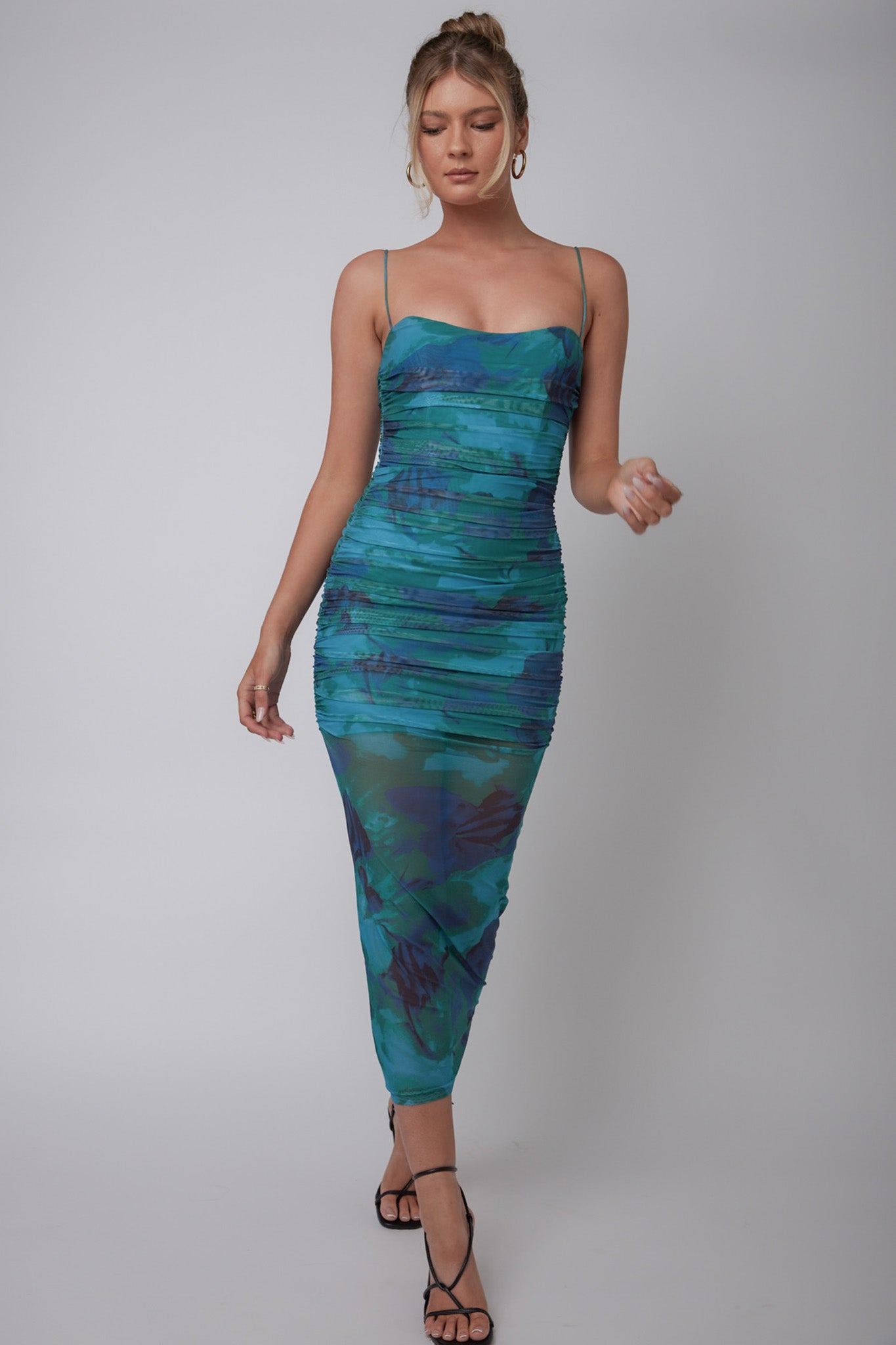 Logan Cami Strap Midi Dress Floral Green by Selfie Leslie Australia