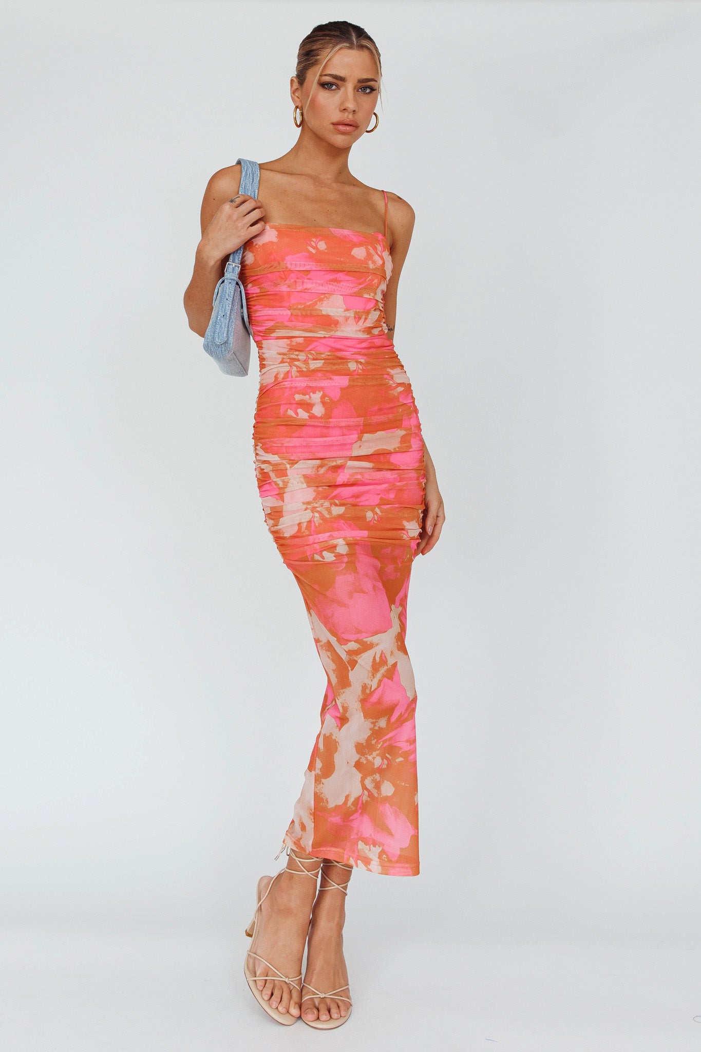 Logan Cami Strap Midi Dress Floral Pink by Selfie Leslie Australia